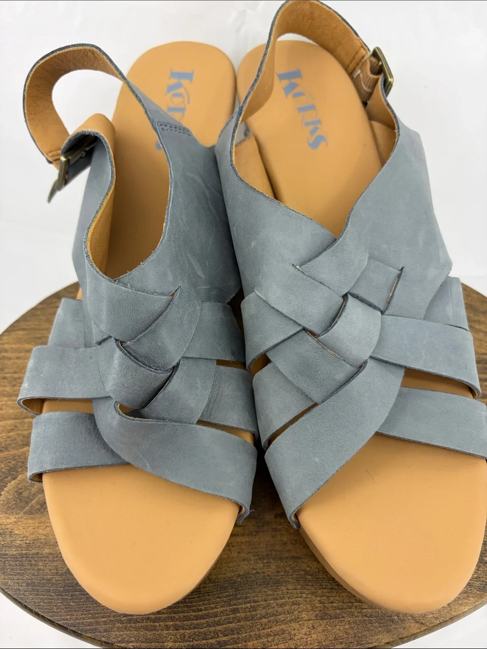 Korks Womens Berengo Woven Denim Block Slingback Woven Platform Sandals, 11